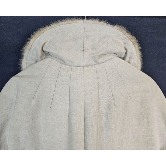 Vintage 1950s-60s MillerBresce By Fenway Beige Cashmere A-Line Coat With Fur Col - Picture 15 of 15